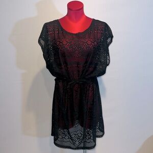 Merona Black Lace Coverup Dresss with matching waist tie!
